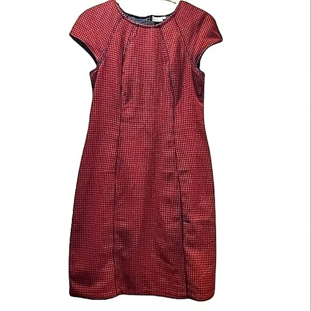 Wool Blend Houndstooth Midi Shift Dress By Eshatki